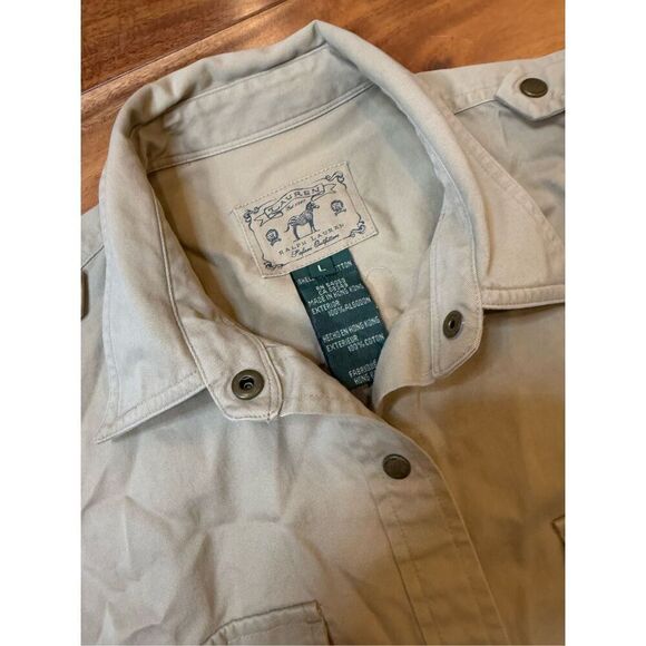 womens L Vintage RALPH LAUREN Safari Field Shirt Khaki Utility Pockets fishing‎ - Picture 5 of 6